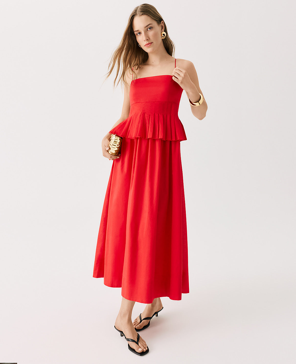Petite Pleated Peplum Midi Dress | Ann Taylor