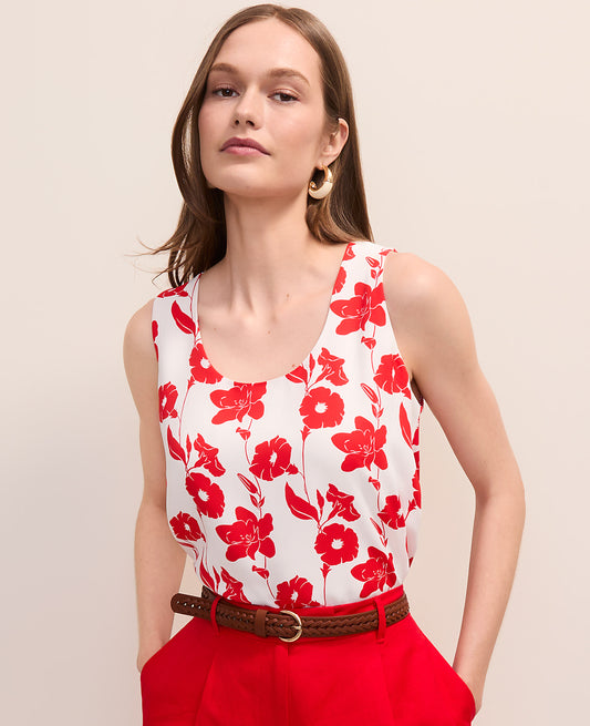 Petite Floral Mixed Media Tank Top | Ann Taylor