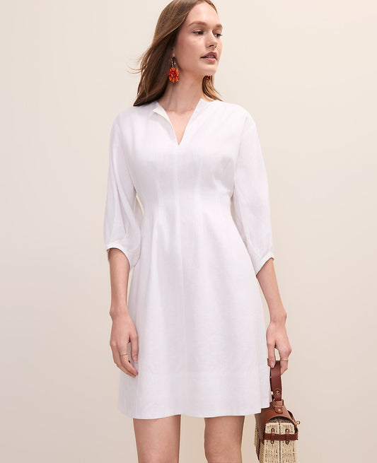 Petite Pintucked Mini Dress in Linen Blend | Ann Taylor