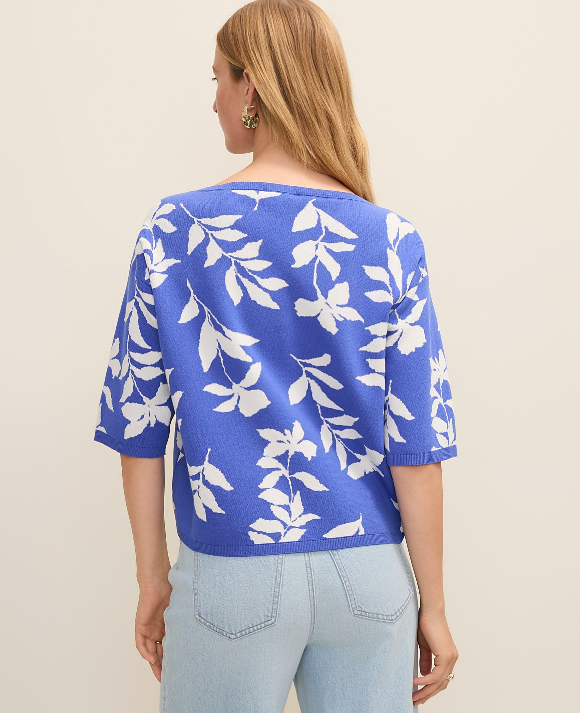 Petite Floral Jacquard Boatneck Sweater | Ann Taylor