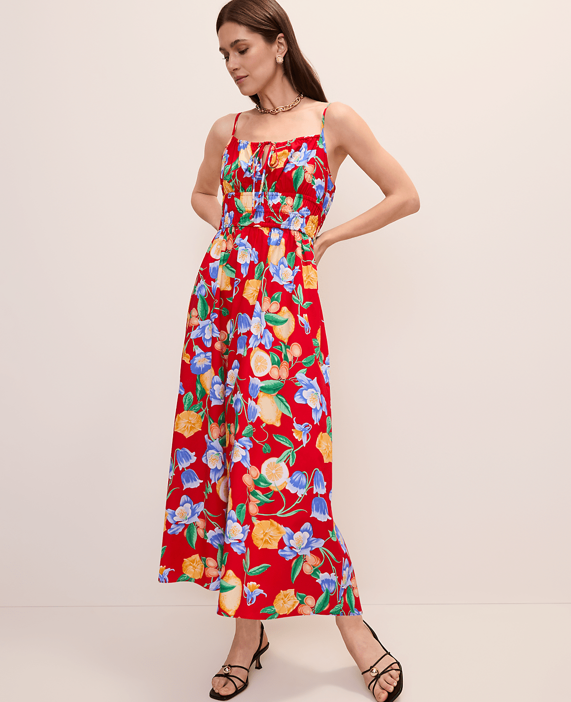 Petite Floral Gathered Maxi Dress | Ann Taylor