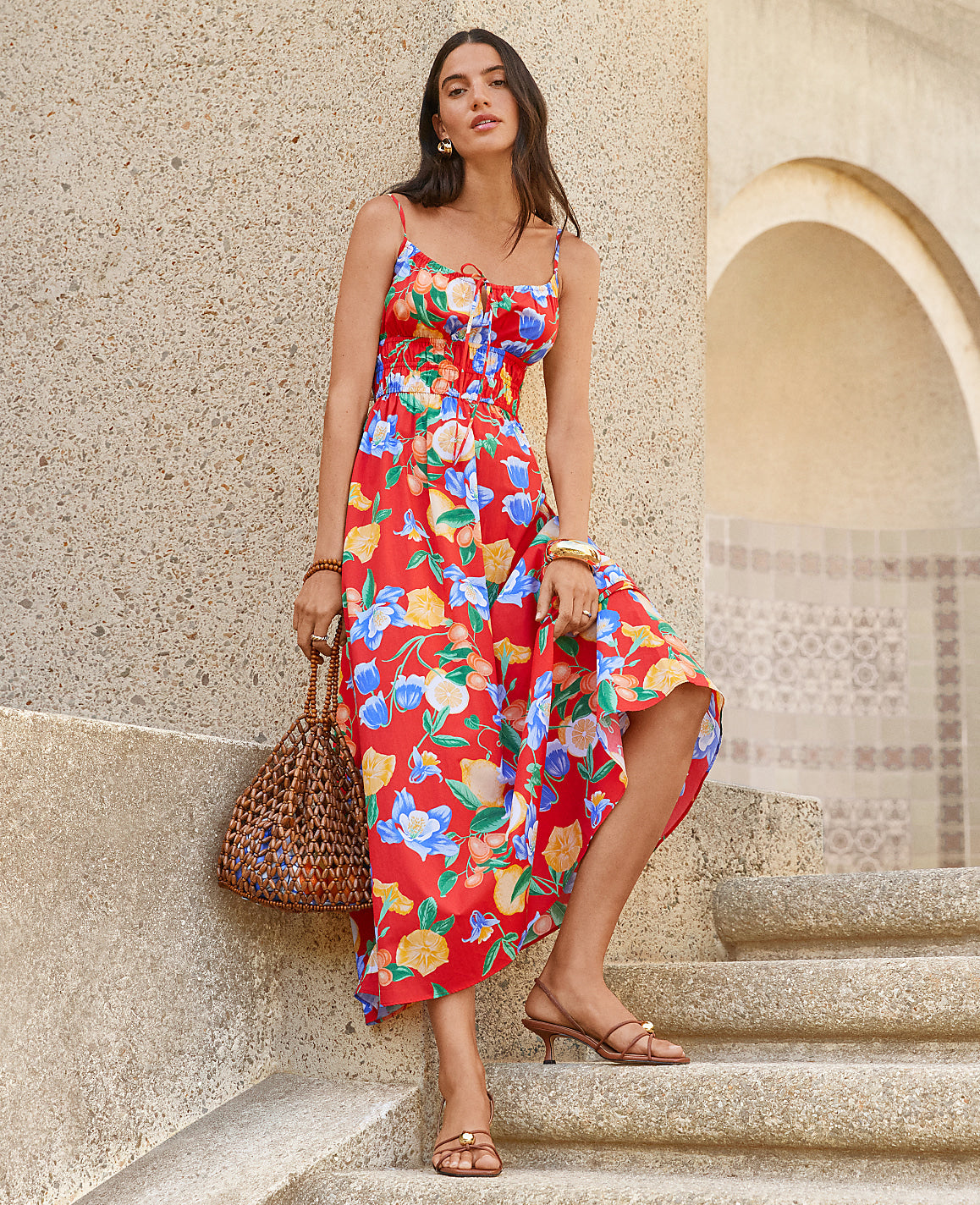 Petite Floral Gathered Maxi Dress | Ann Taylor