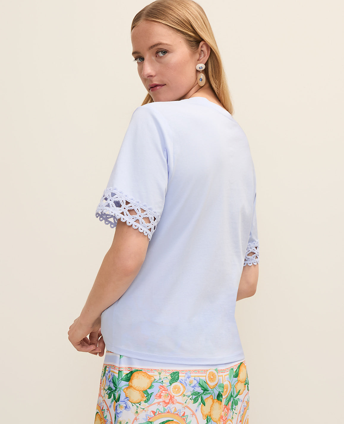 Petite Crochet Trim Relaxed Tee | Ann Taylor