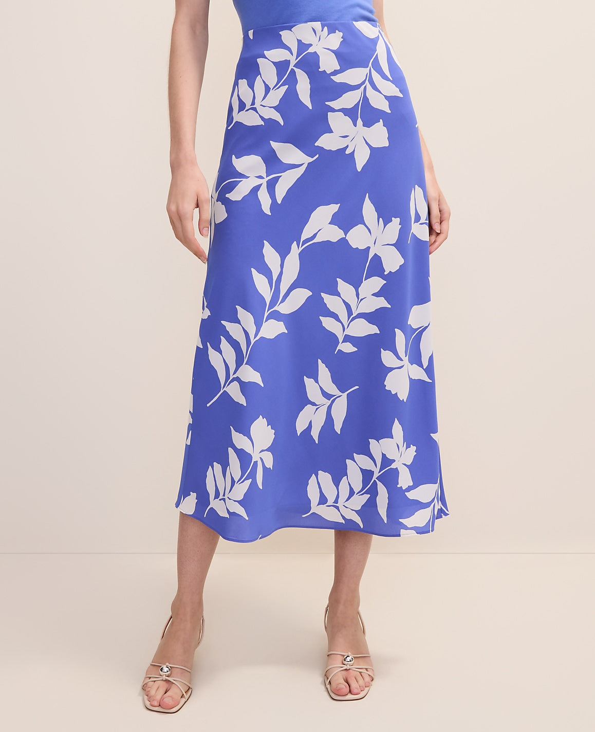 Petite Floral Bias Slip Skirt in Satin | Ann Taylor