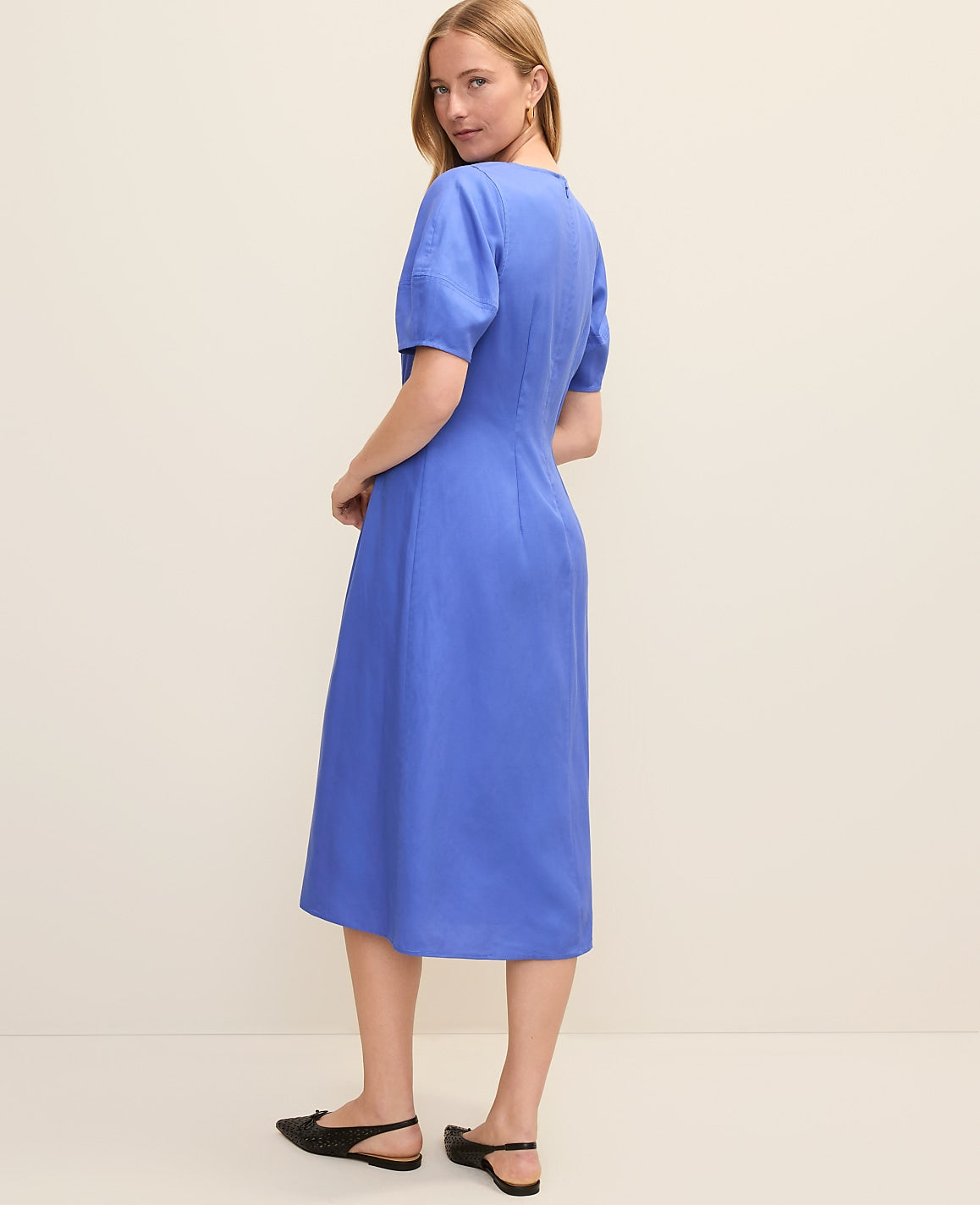 Petite Crew Neck Flare Midi Dress | Ann Taylor