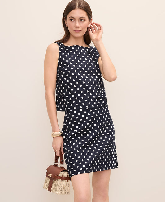 Petite Polka Dot Tank Top in Linen Blend | Ann Taylor
