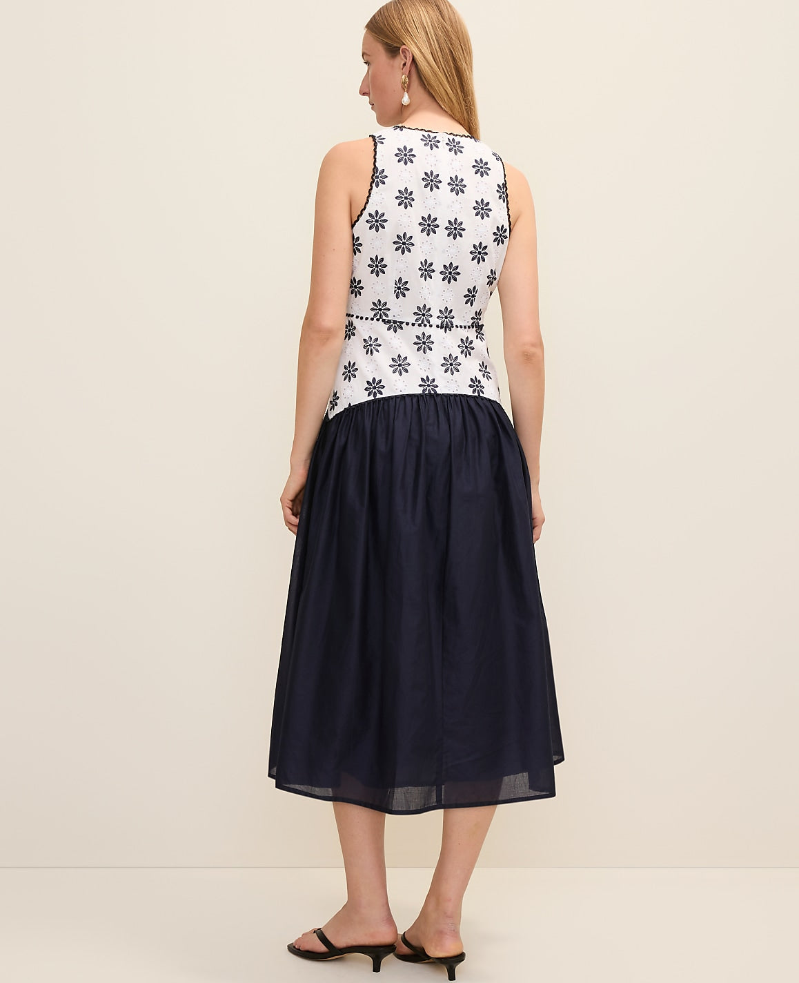 Petite Eyelet Crew Neck Midi Dress | Ann Taylor
