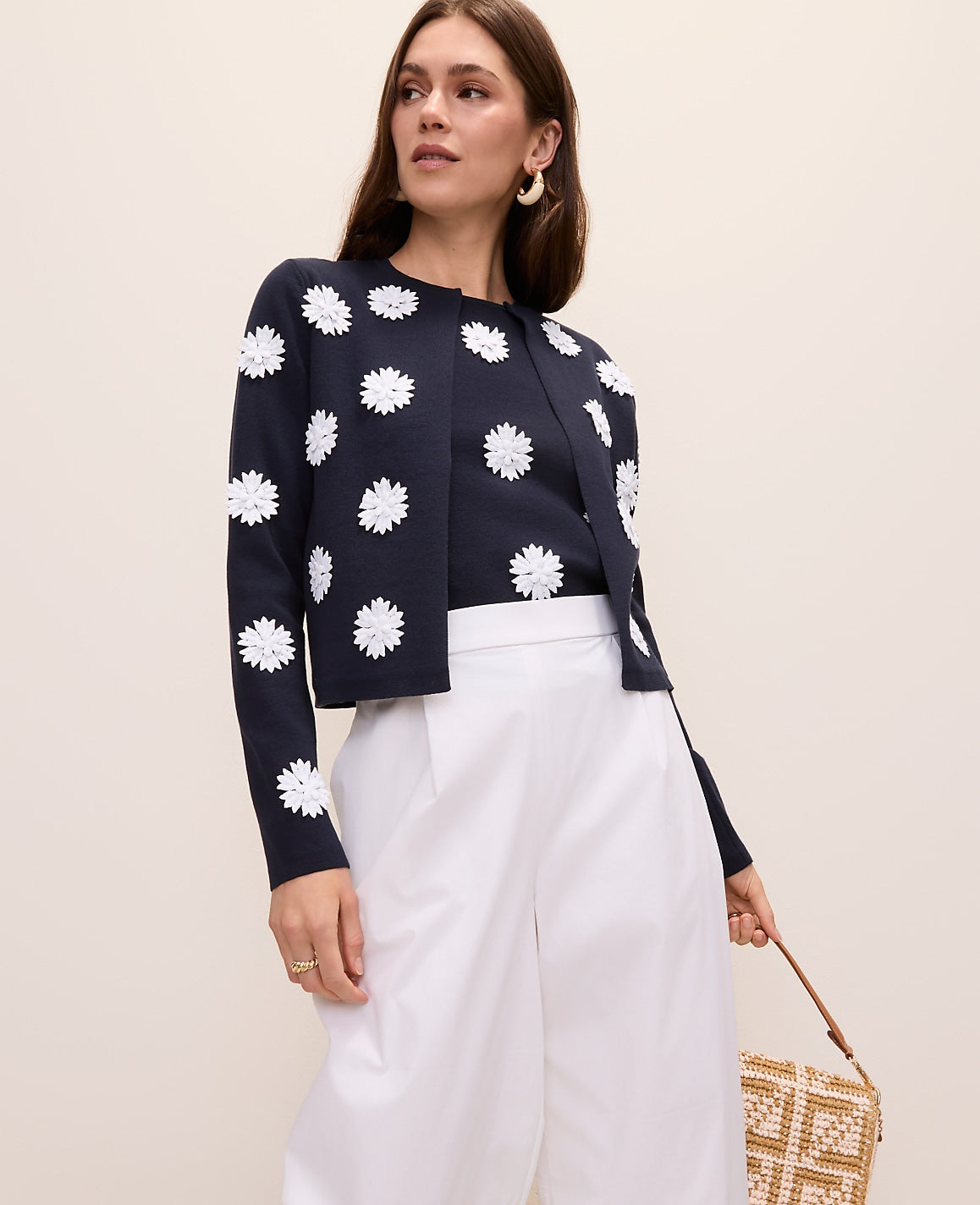 Petite Floral Appliqué Cardigan | Ann Taylor
