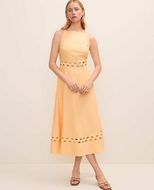 Petite Ric Rac Cutout Dress in Linen Blend | Ann Taylor
