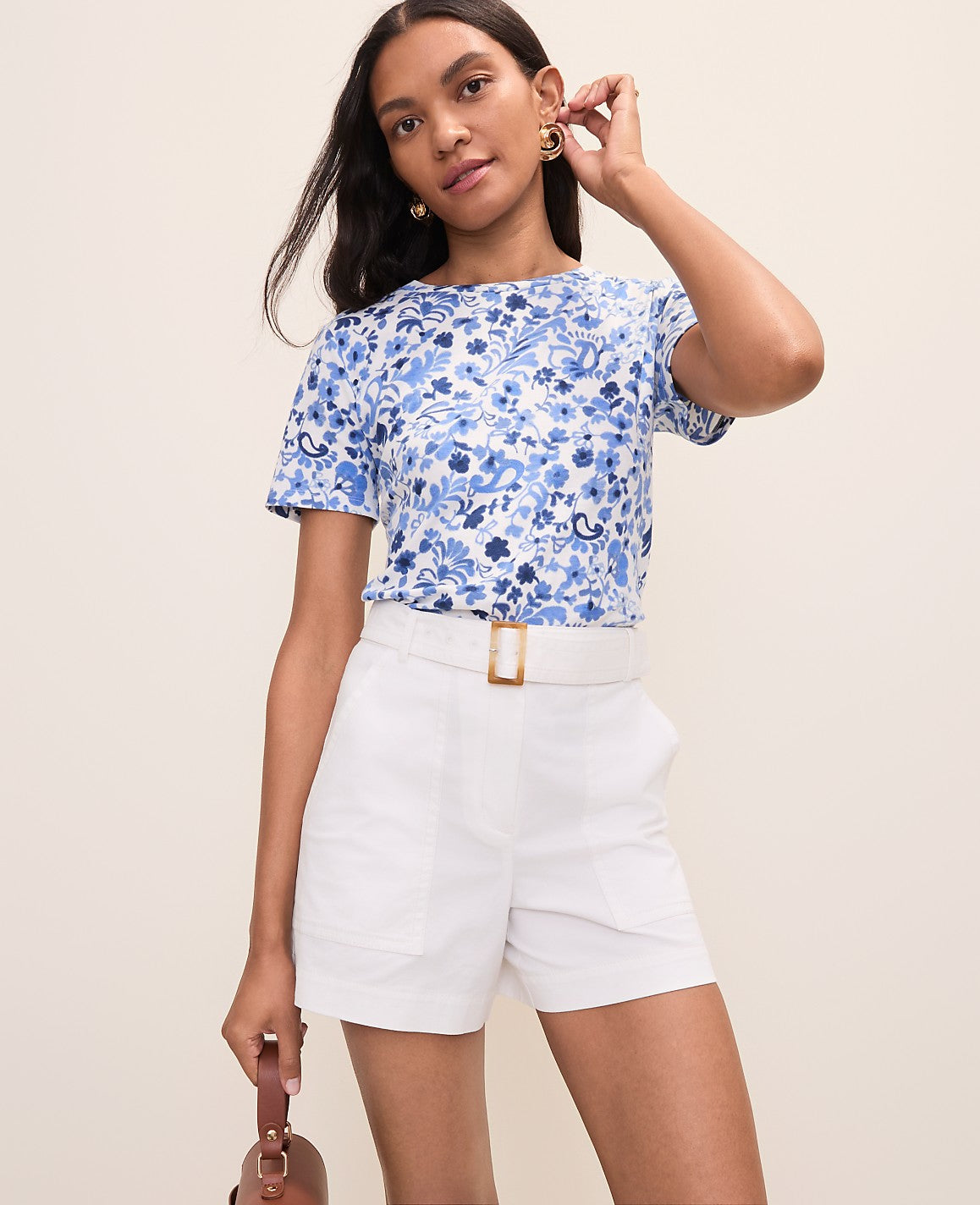 Petite Paisley Crew Neck Tee | Ann Taylor