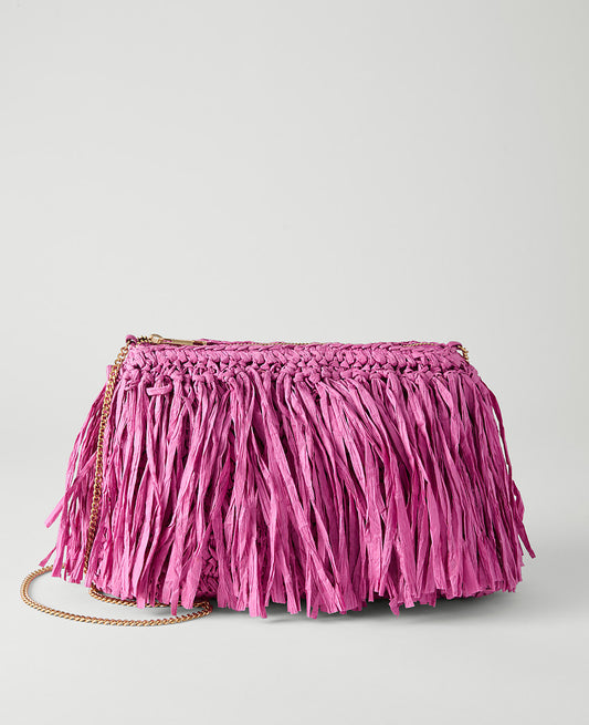 Raffia Fringe Clutch | Ann Taylor
