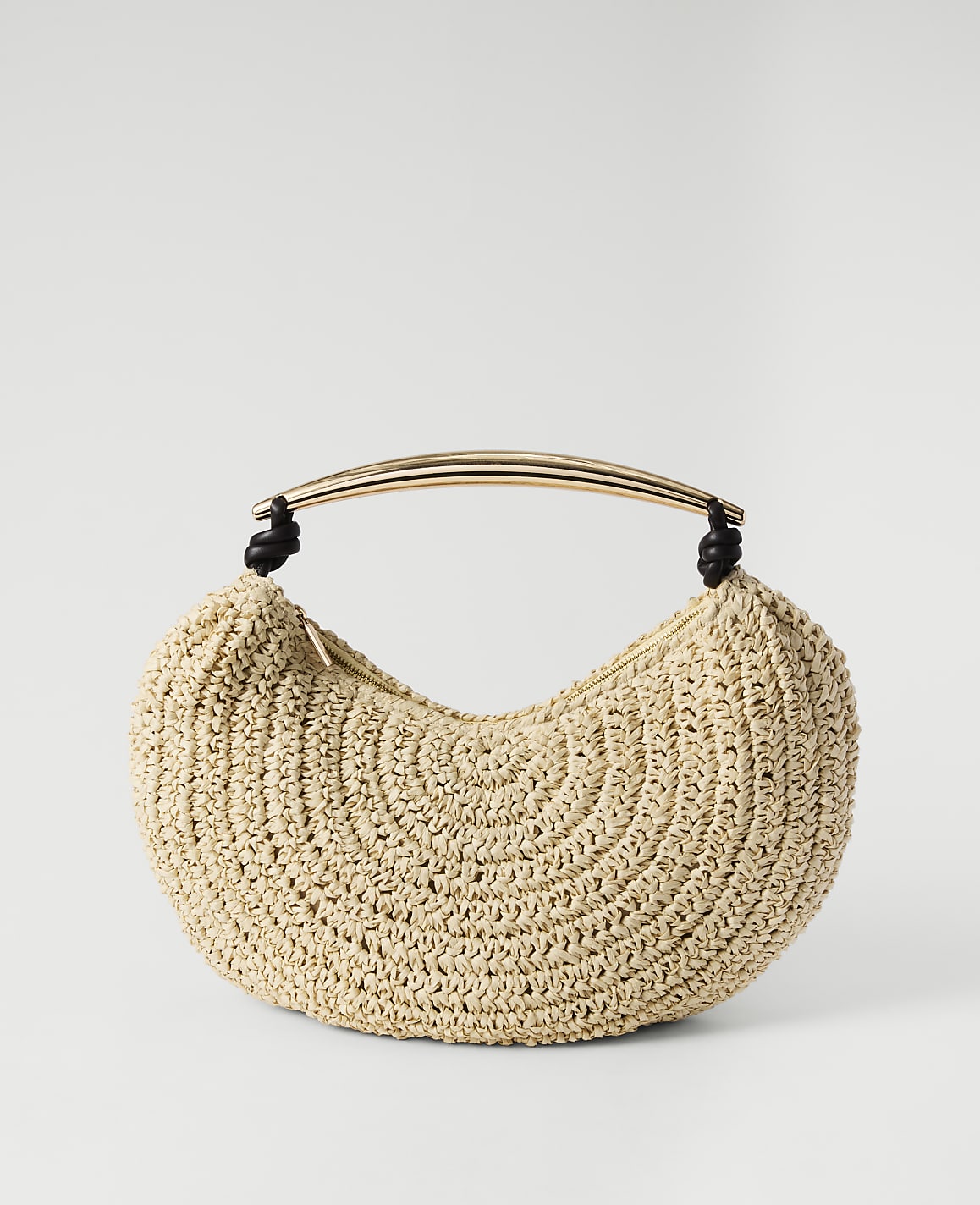 Hardware Embellished Straw Shoulder Bag | Ann Taylor