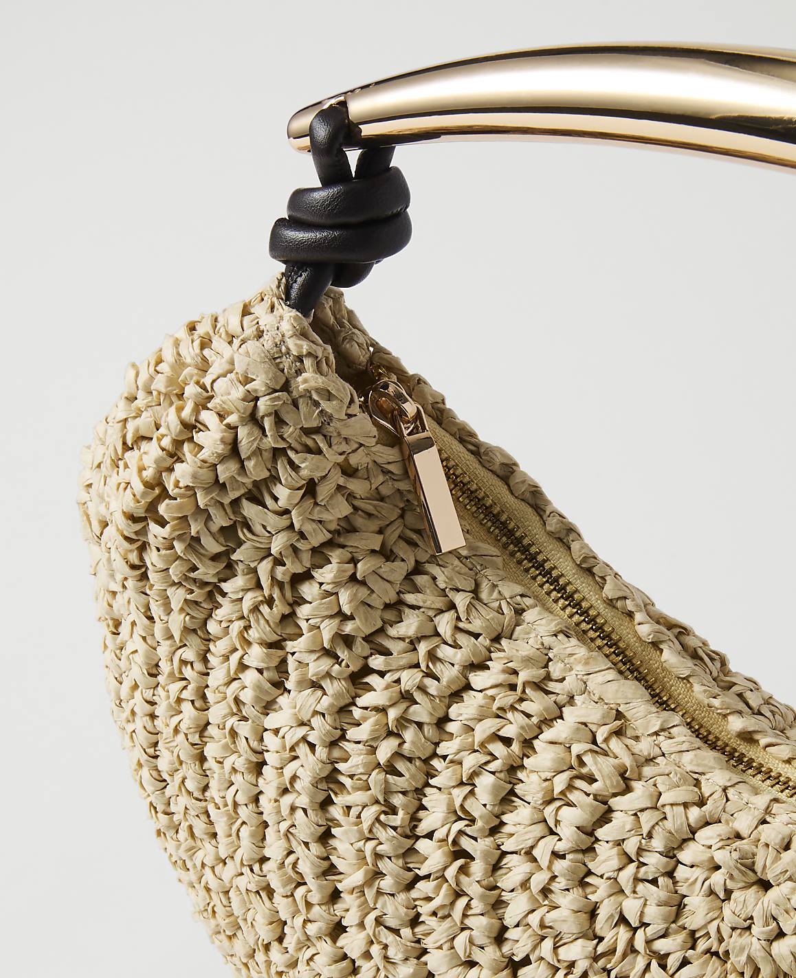 Hardware Embellished Straw Shoulder Bag | Ann Taylor