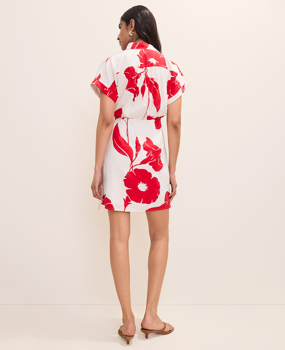 Floral Collared Shift Dress in Linen Blend | Ann Taylor