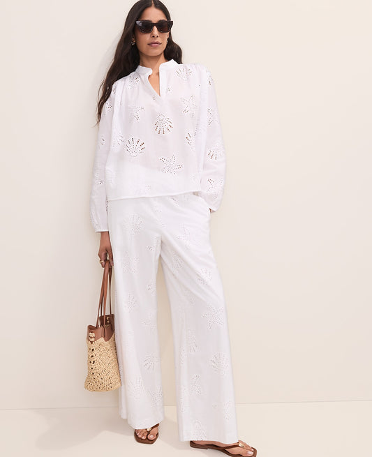 The Eyelet Easy Palazzo Pant | Ann Taylor