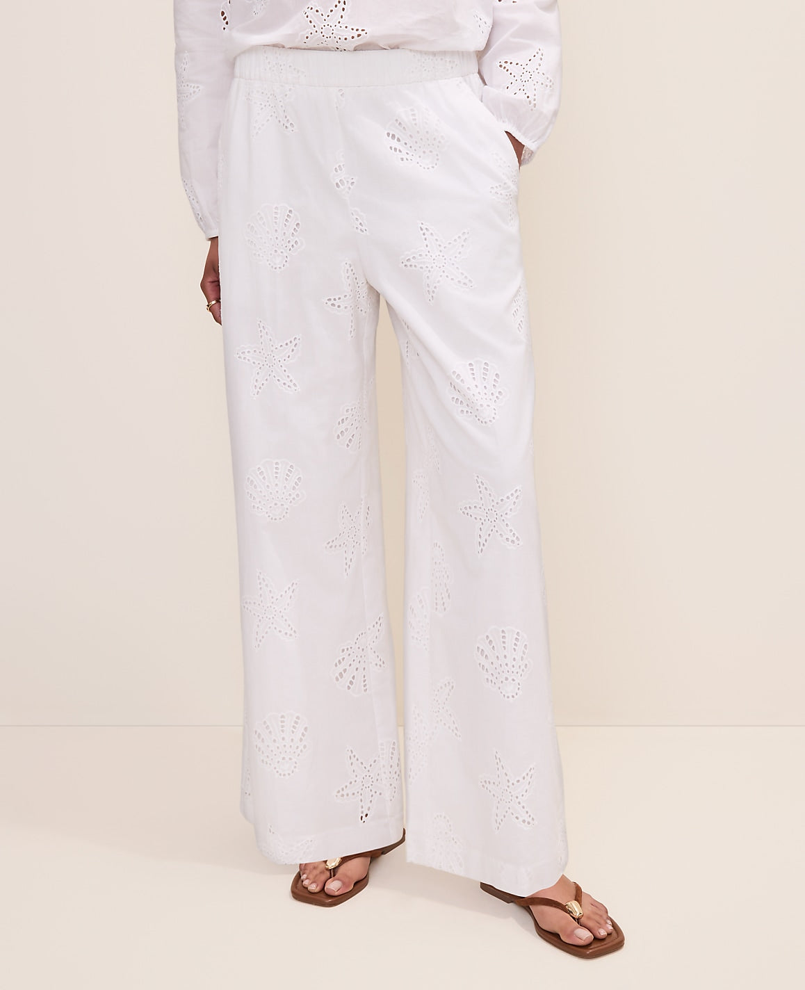 The Eyelet Easy Palazzo Pant | Ann Taylor