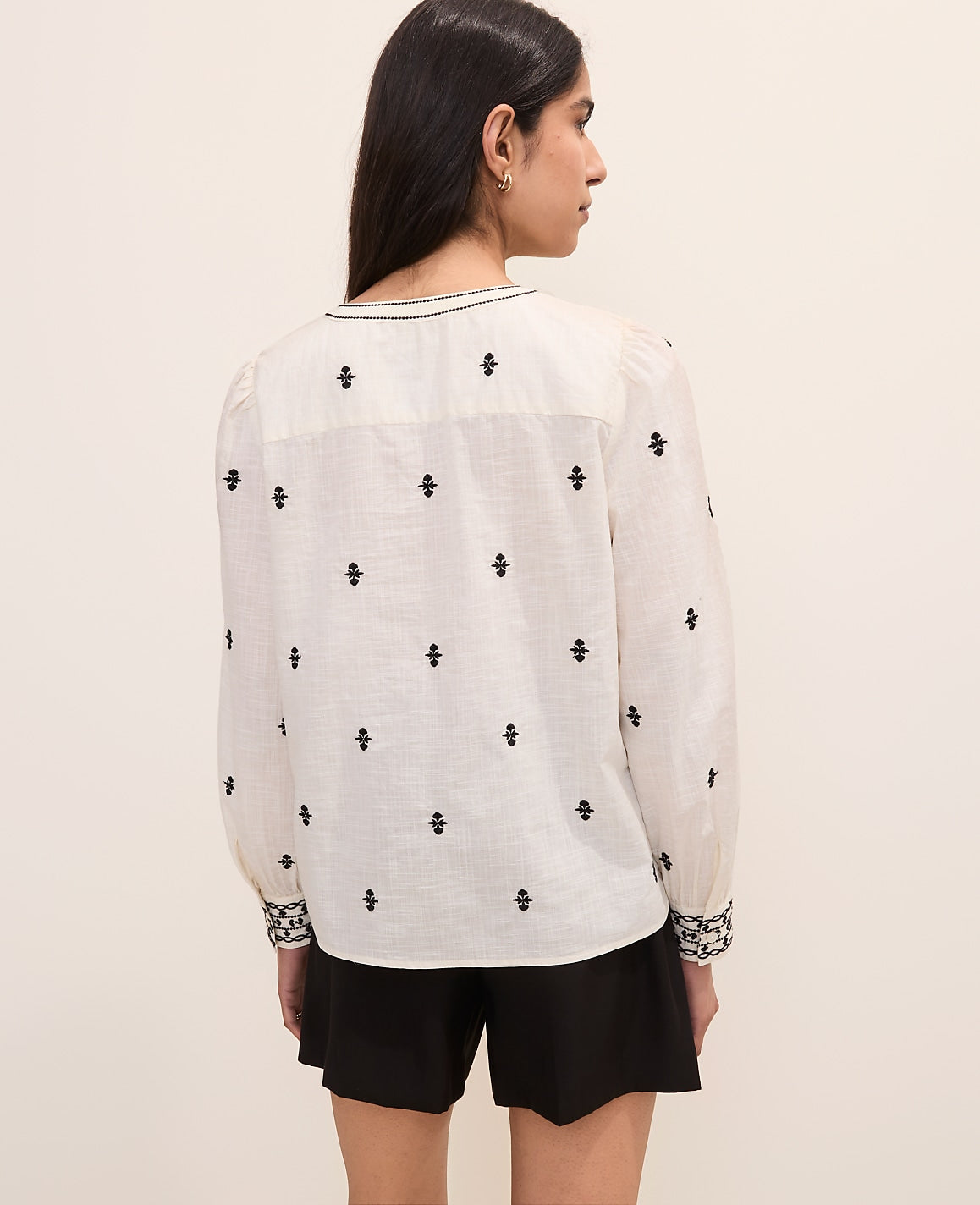 Embroidered Split Neck Blouse | Ann Taylor