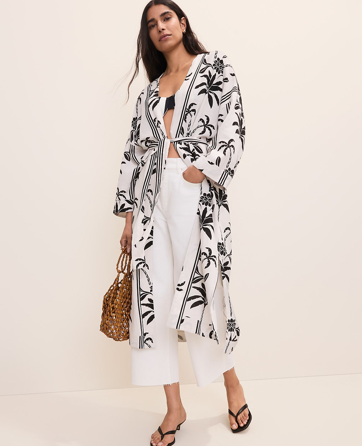Palm Tree Belted Kimono | Ann Taylor