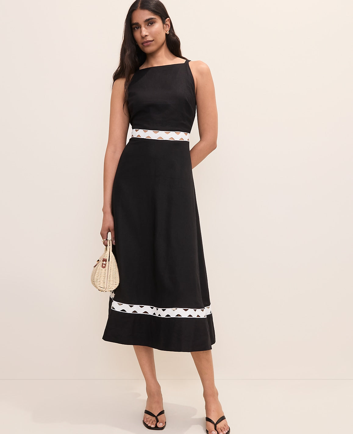Halter Midi Dress in Linen Blend | Ann Taylor