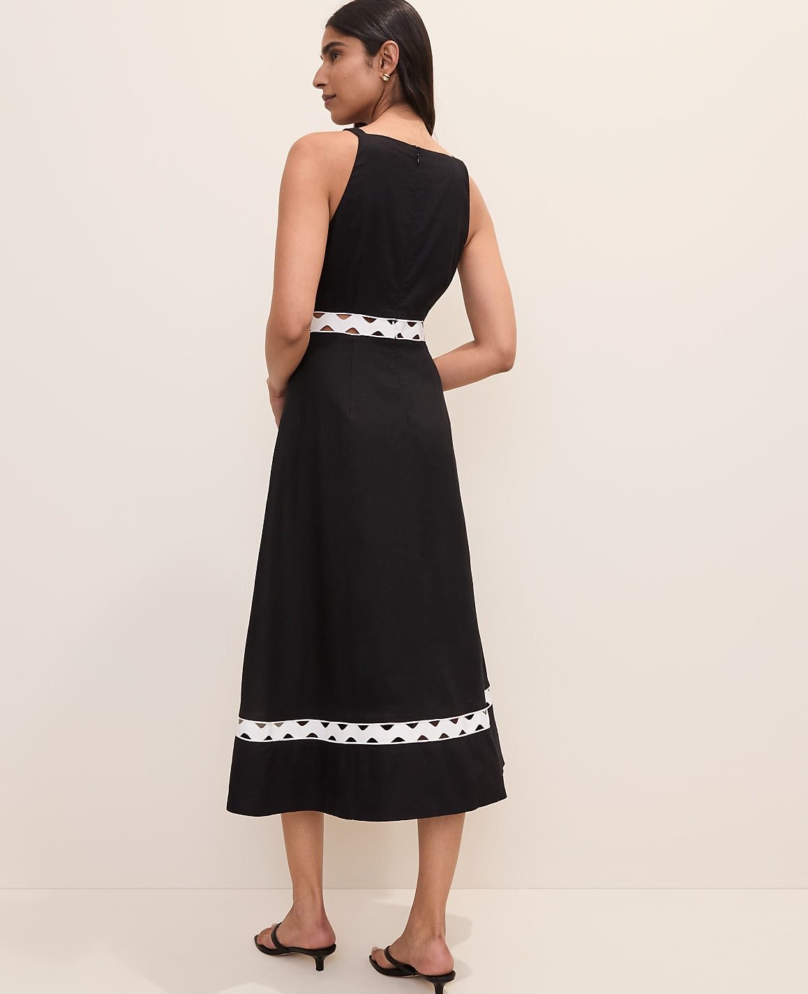 Halter Midi Dress in Linen Blend | Ann Taylor