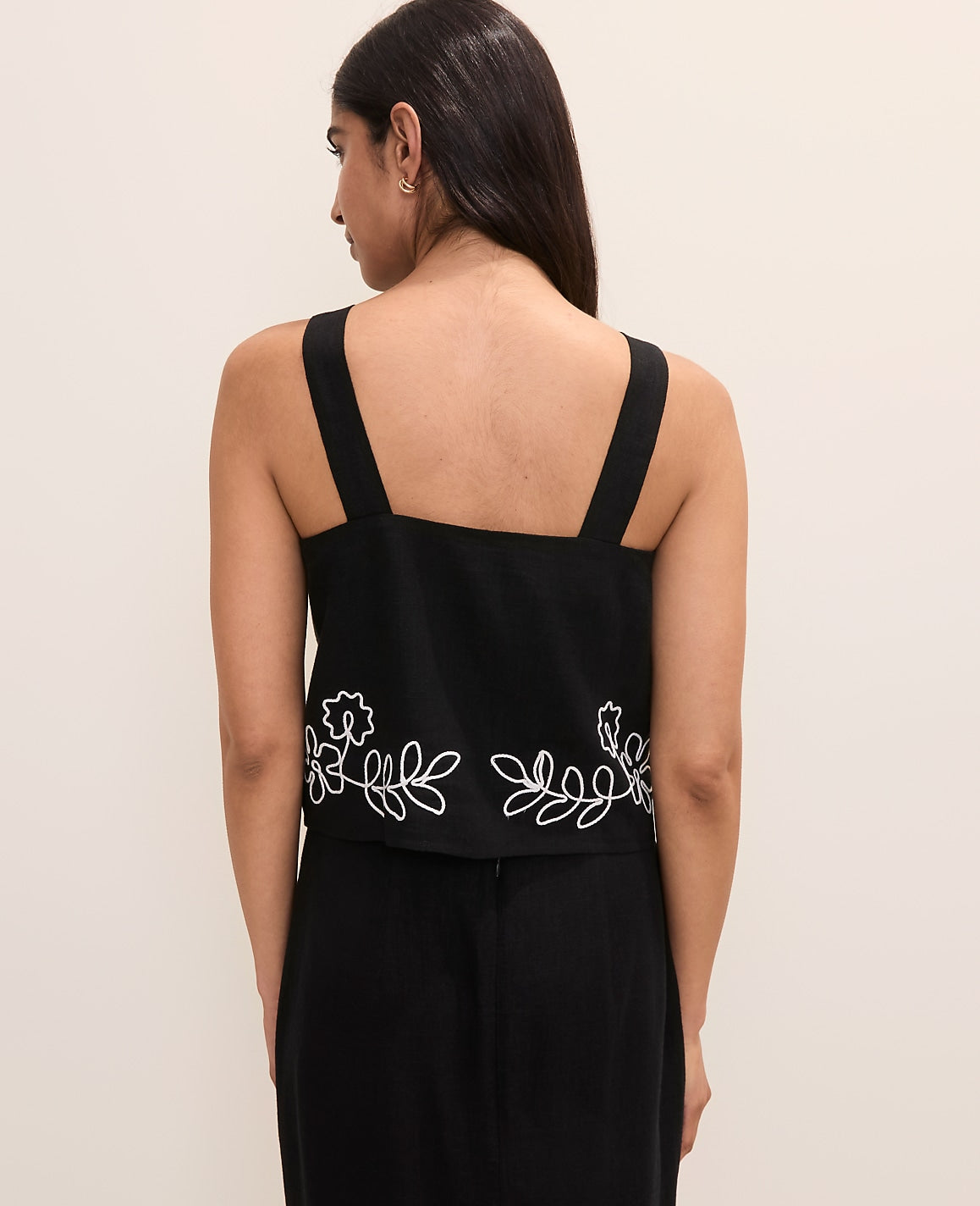 Embroidered Square Neck Tank Top | Ann Taylor