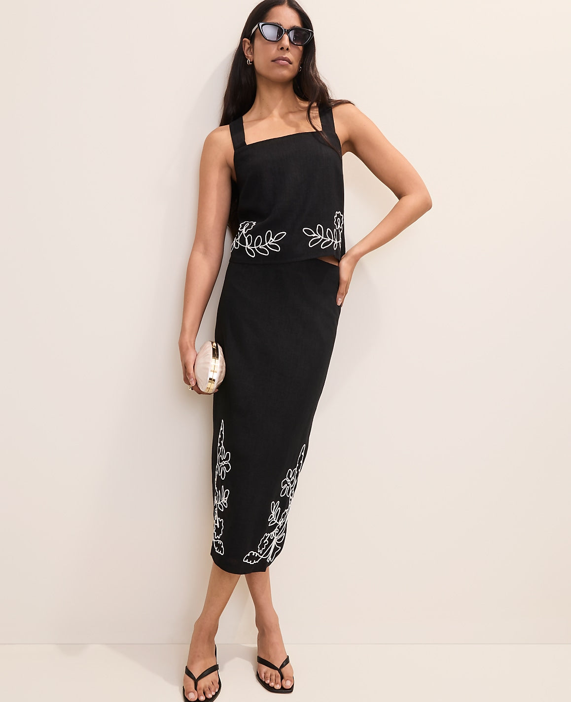 Embroidered Square Neck Tank Top | Ann Taylor
