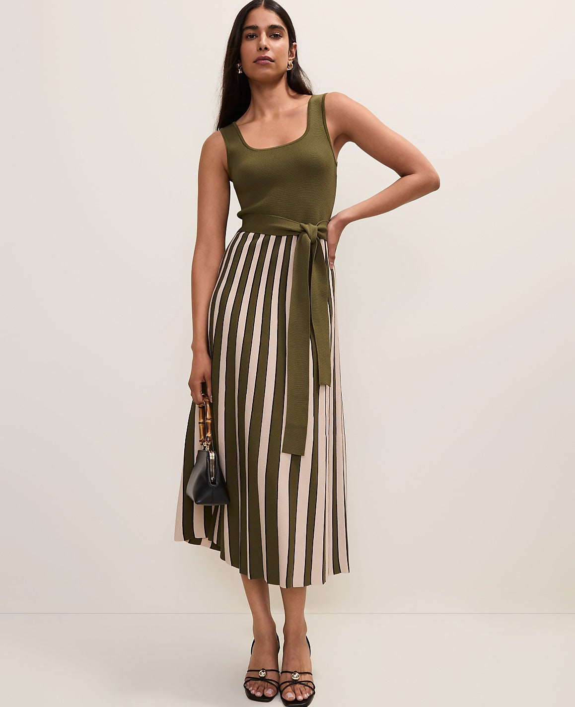 Striped Square Neck Sweater Dress | Ann Taylor