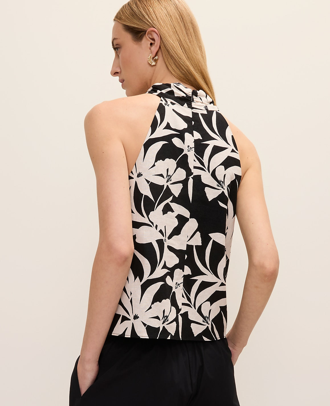 Floral Twist Halter Top in Linen Blend | Ann Taylor