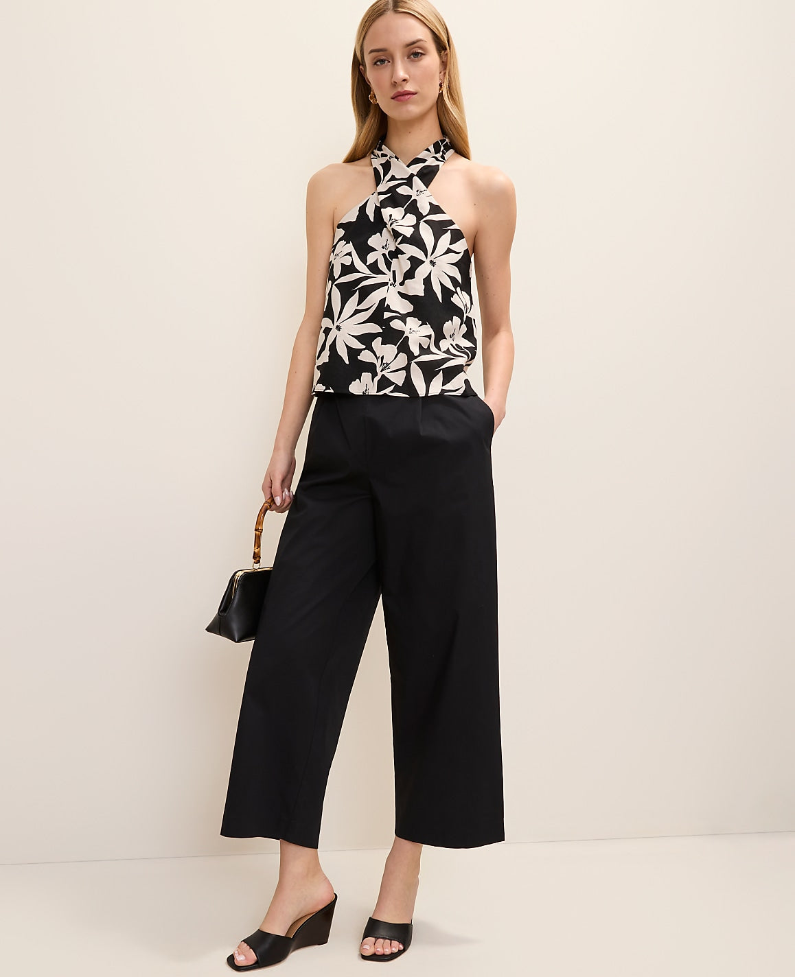 Floral Twist Halter Top in Linen Blend | Ann Taylor