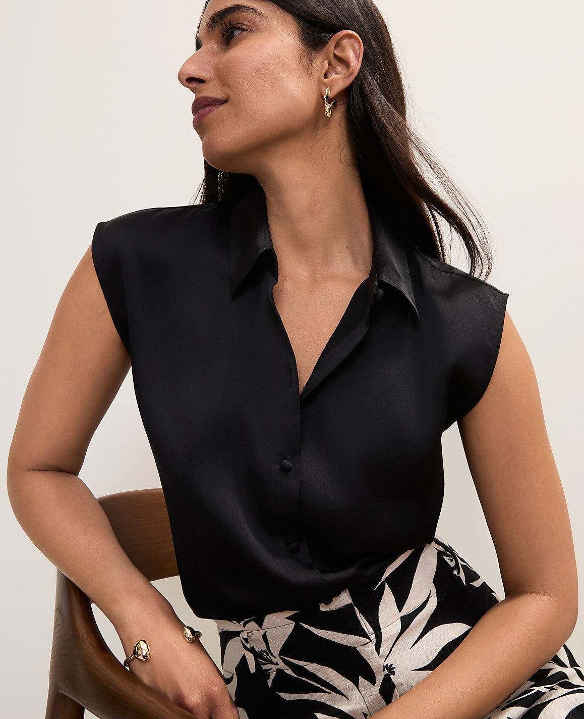 Collared Satin Blouse | Ann Taylor
