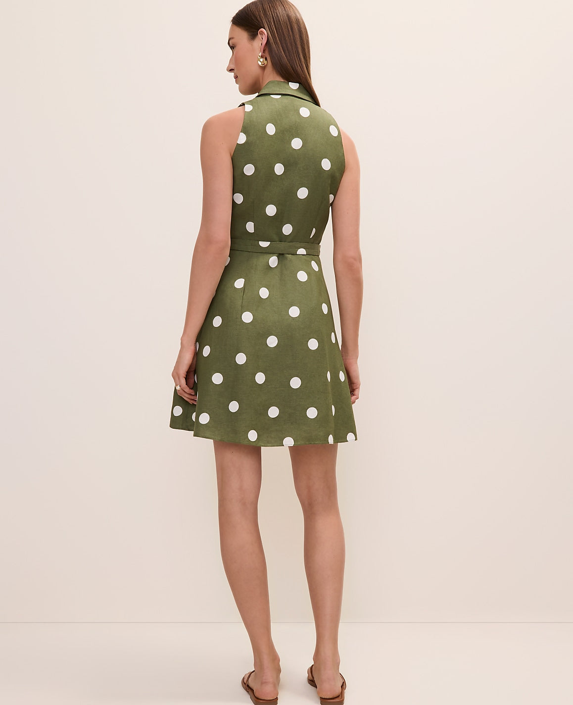 Polka Dot Halter Mini Dress in Linen Blend | Ann Taylor