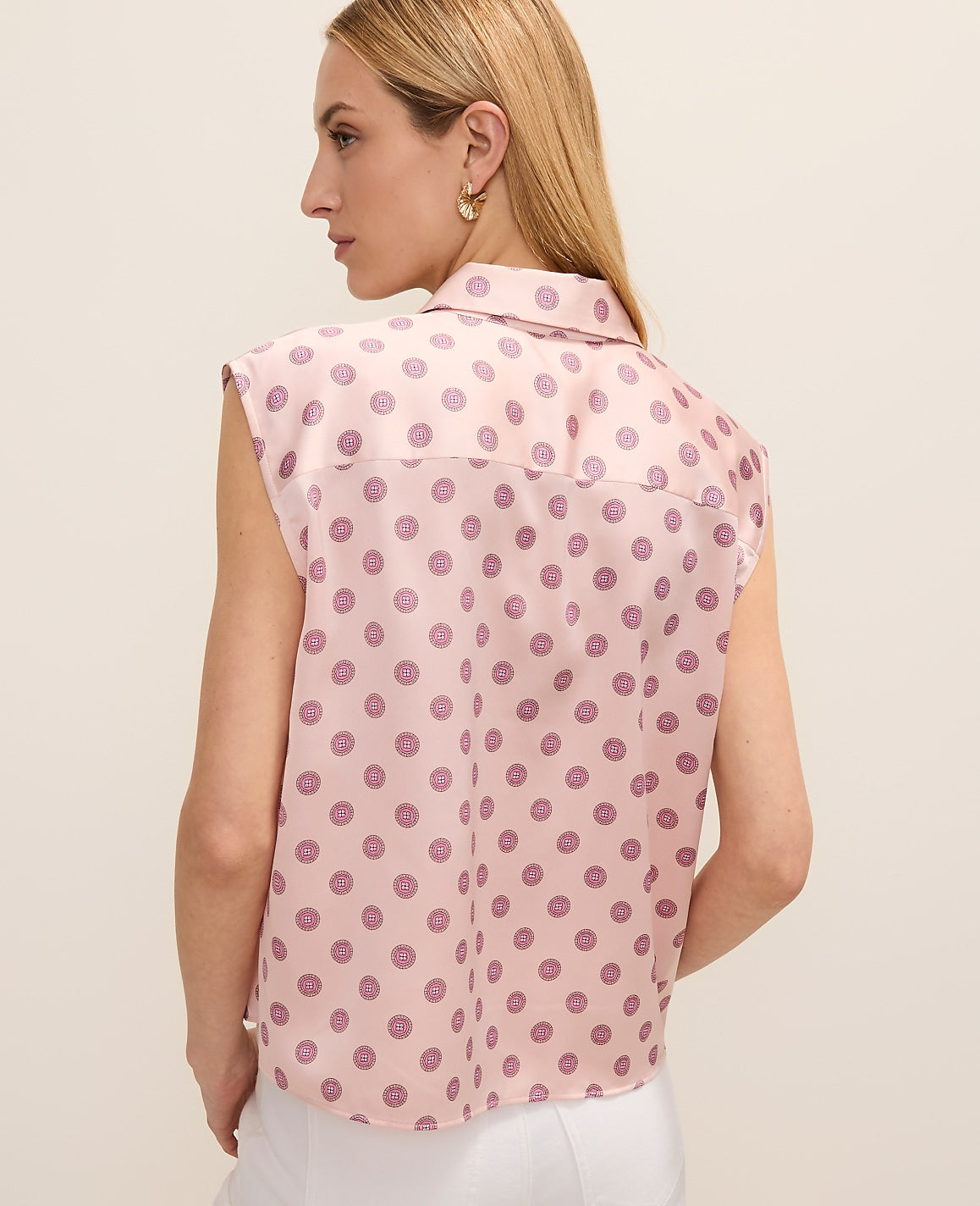 Geo Collared Satin Blouse | Ann Taylor