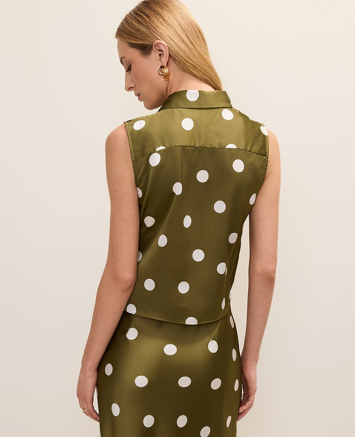 Dotted Tie Waist Blouse | Ann Taylor