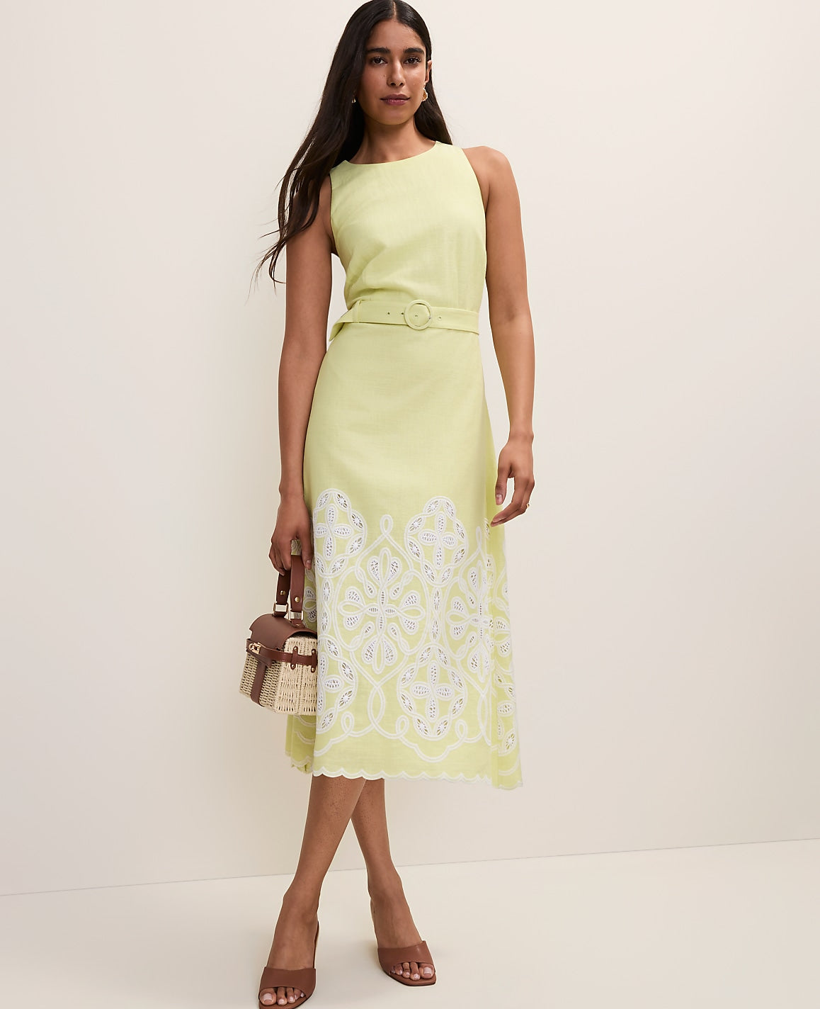 Eyelet Halter Midi Dress | Ann Taylor