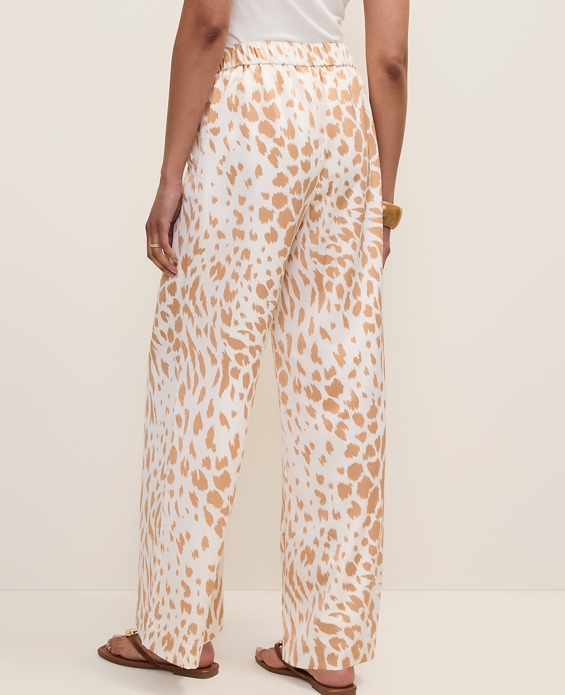 Easy Wide-Leg Pant in  Animal Print Satin | Ann Taylor