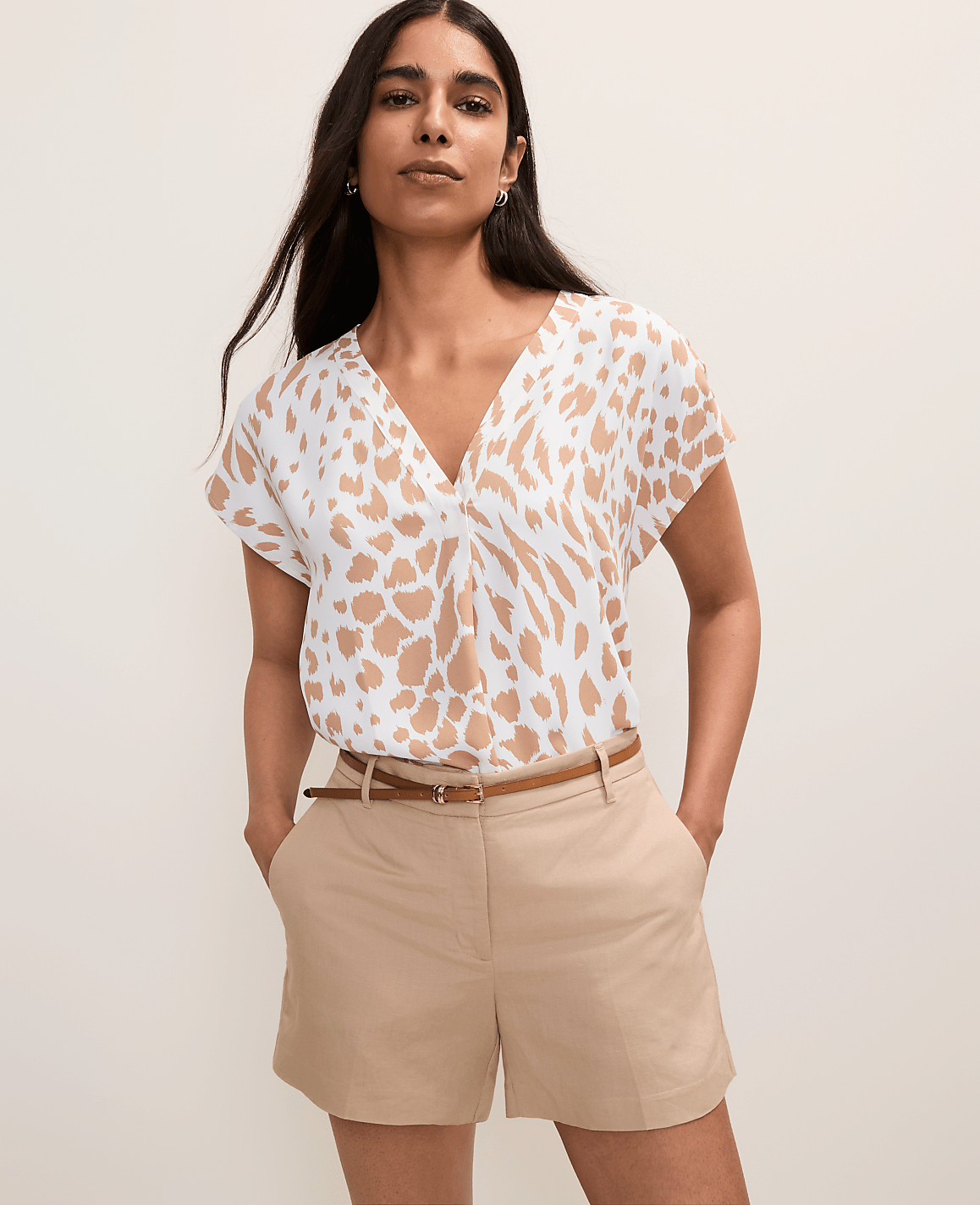 Animal Print Pleat Front Top | Ann Taylor