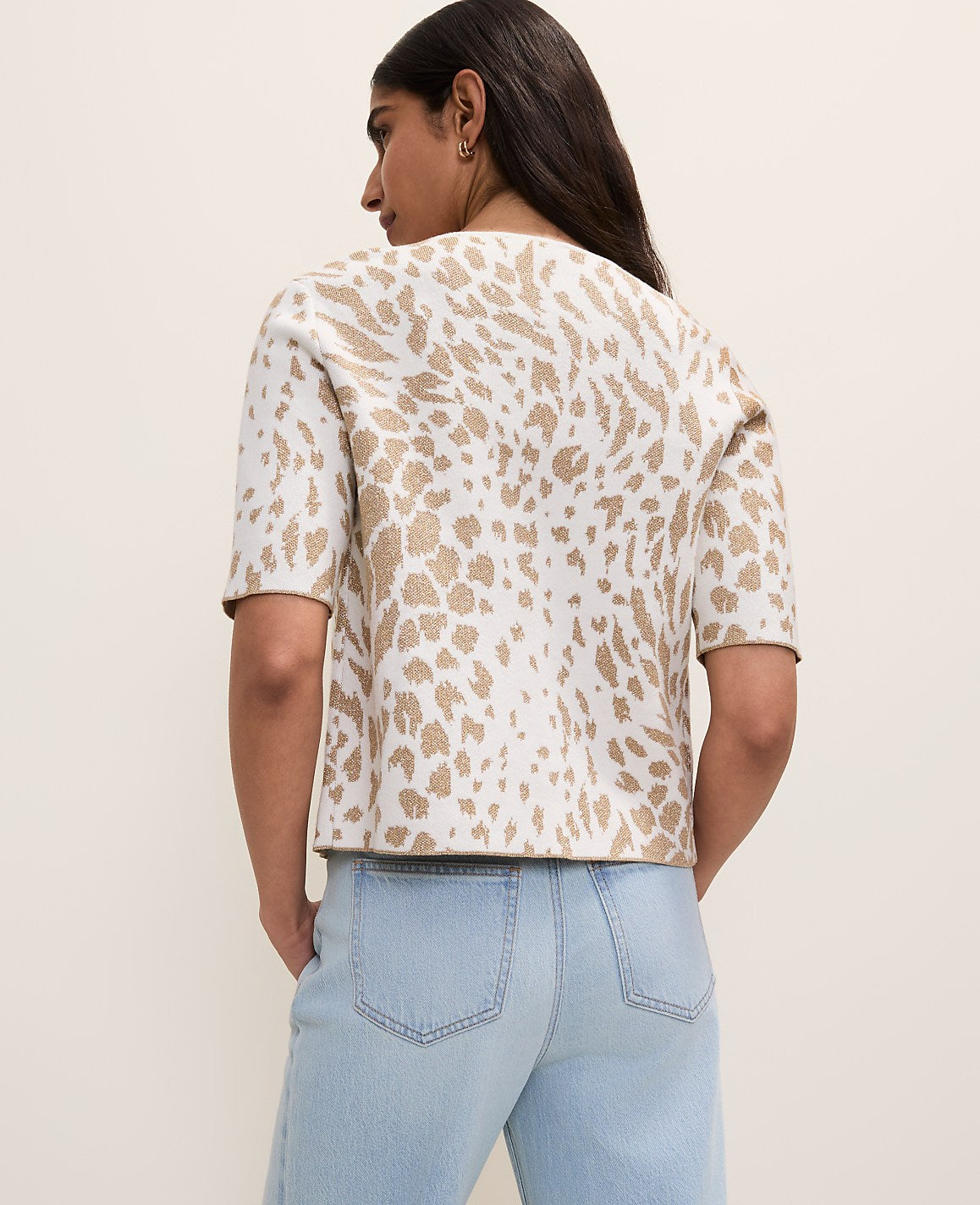 Animal Print Short Sleeve Cardigan | Ann Taylor