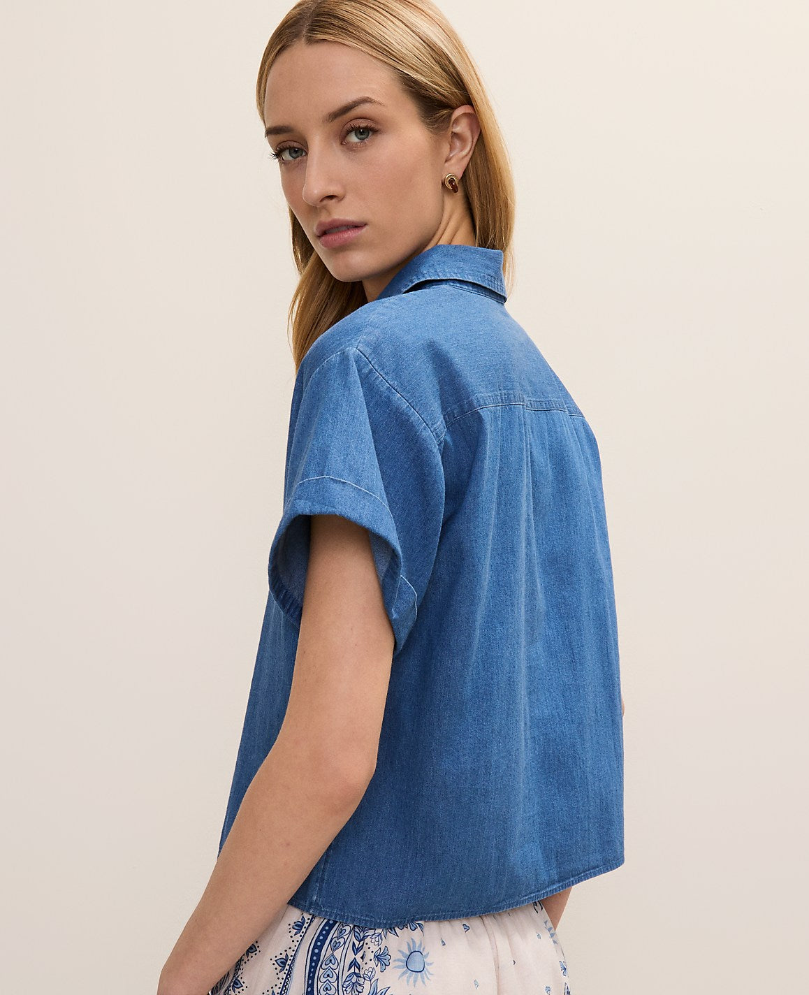 Weekend Chambray Button Down Shirt | Ann Taylor