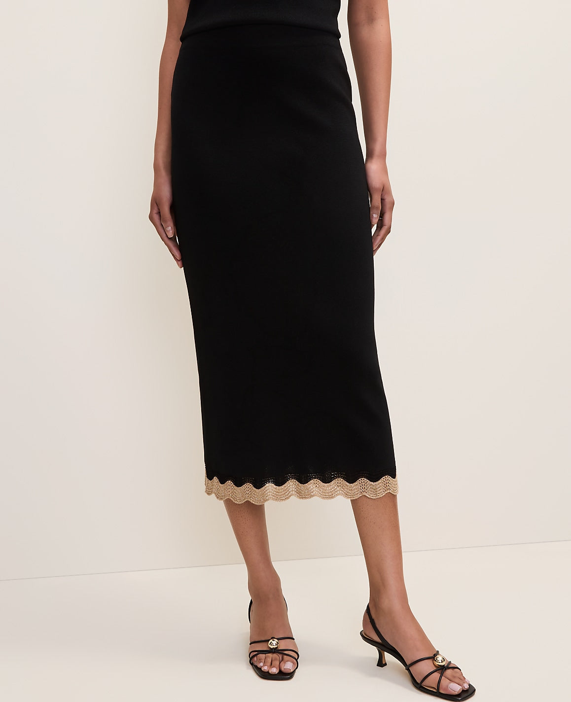 Metallic Trim Sweater Midi Skirt | Ann Taylor