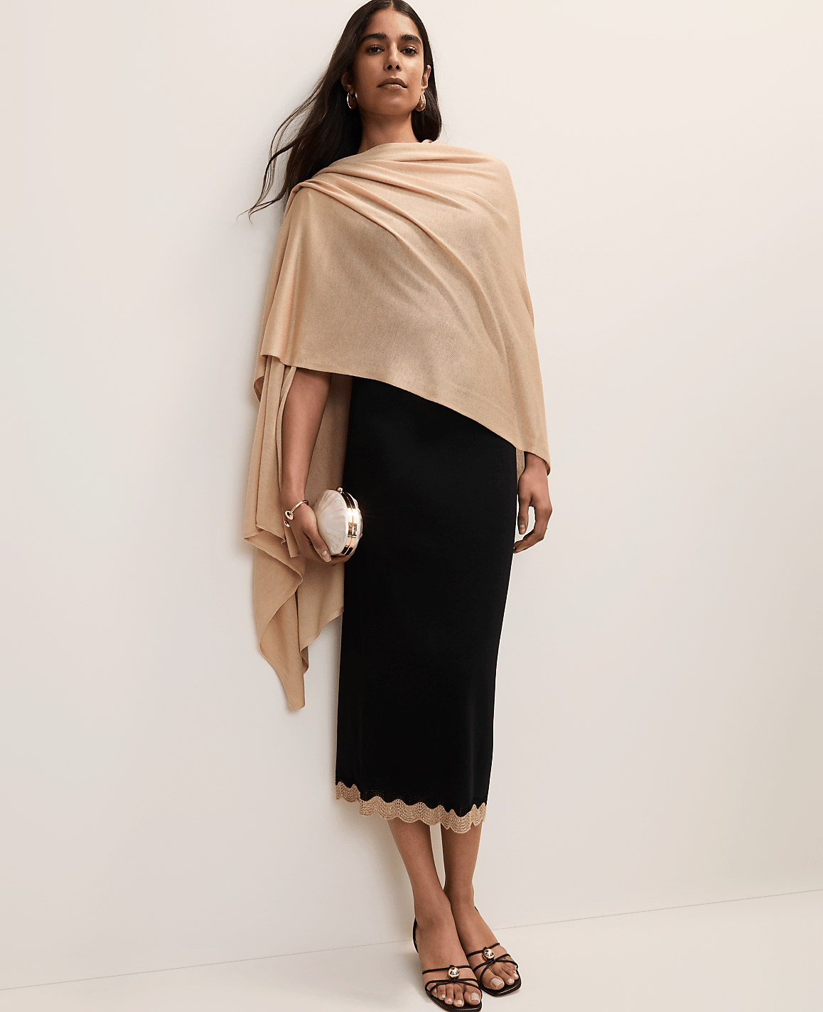 Metallic Trim Sweater Midi Skirt | Ann Taylor