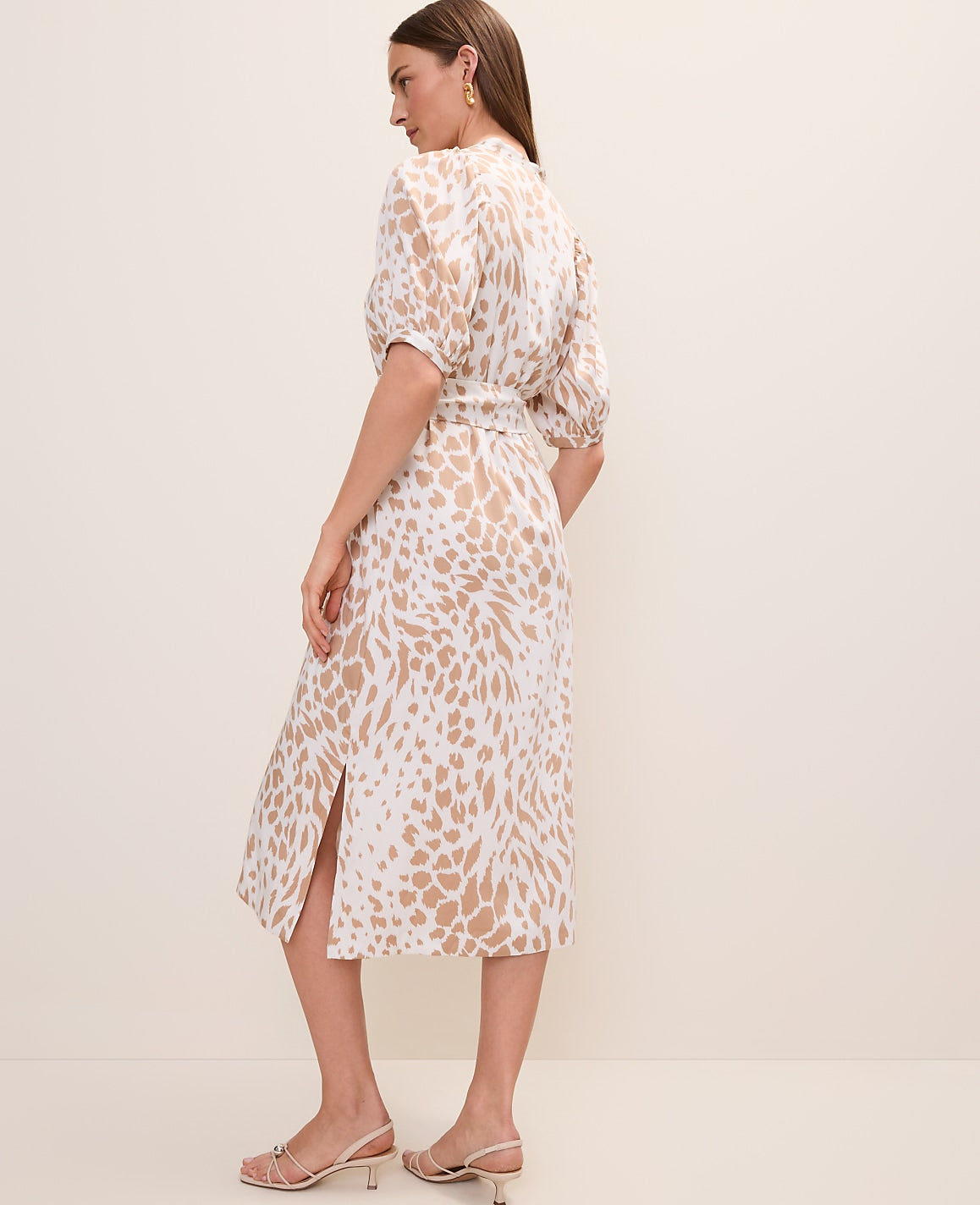 Animal Print Puff Sleeve Midi Dress | Ann Taylor