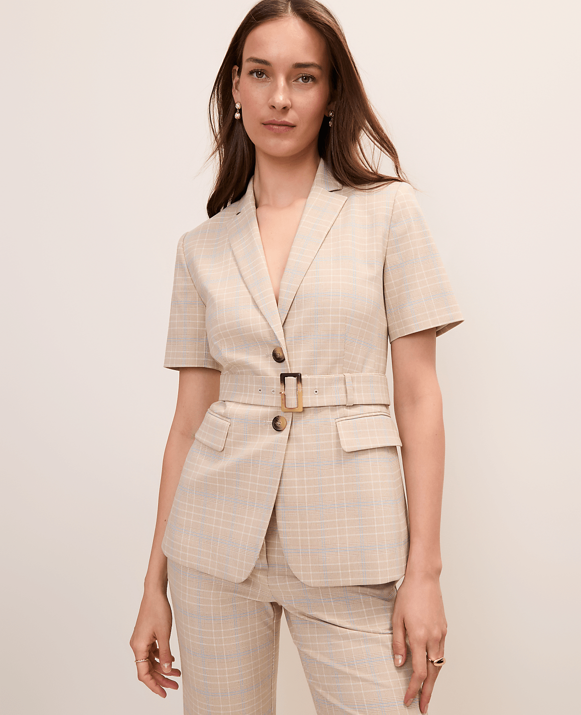 The Belted Greenwich Blazer in Plaid | Ann Taylor