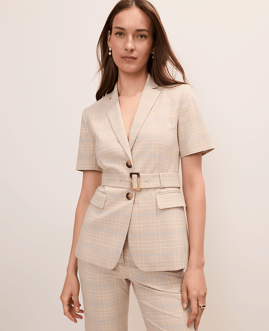 The Belted Greenwich Blazer in Plaid | Ann Taylor