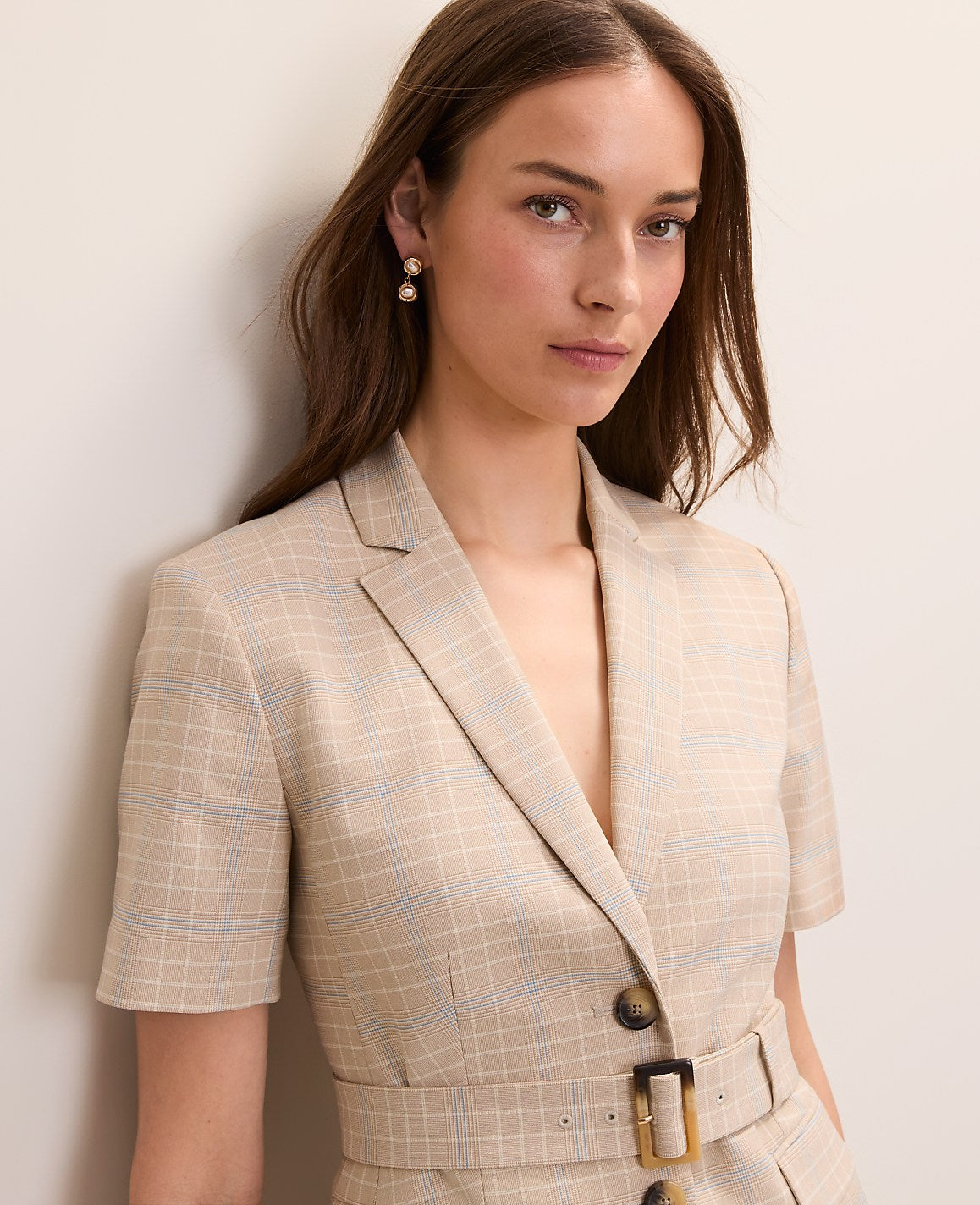The Belted Greenwich Blazer in Plaid | Ann Taylor