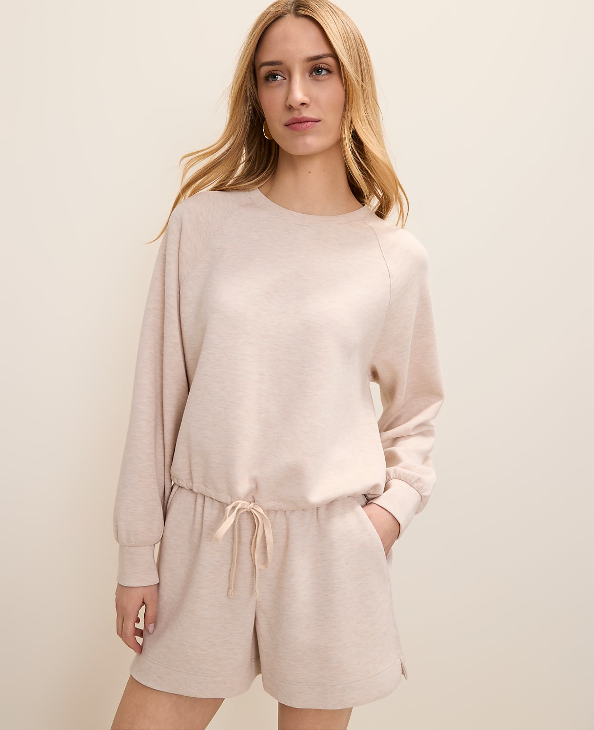 Drawstring Crew Neck Sweatshirt in CloudPlush | Ann Taylor