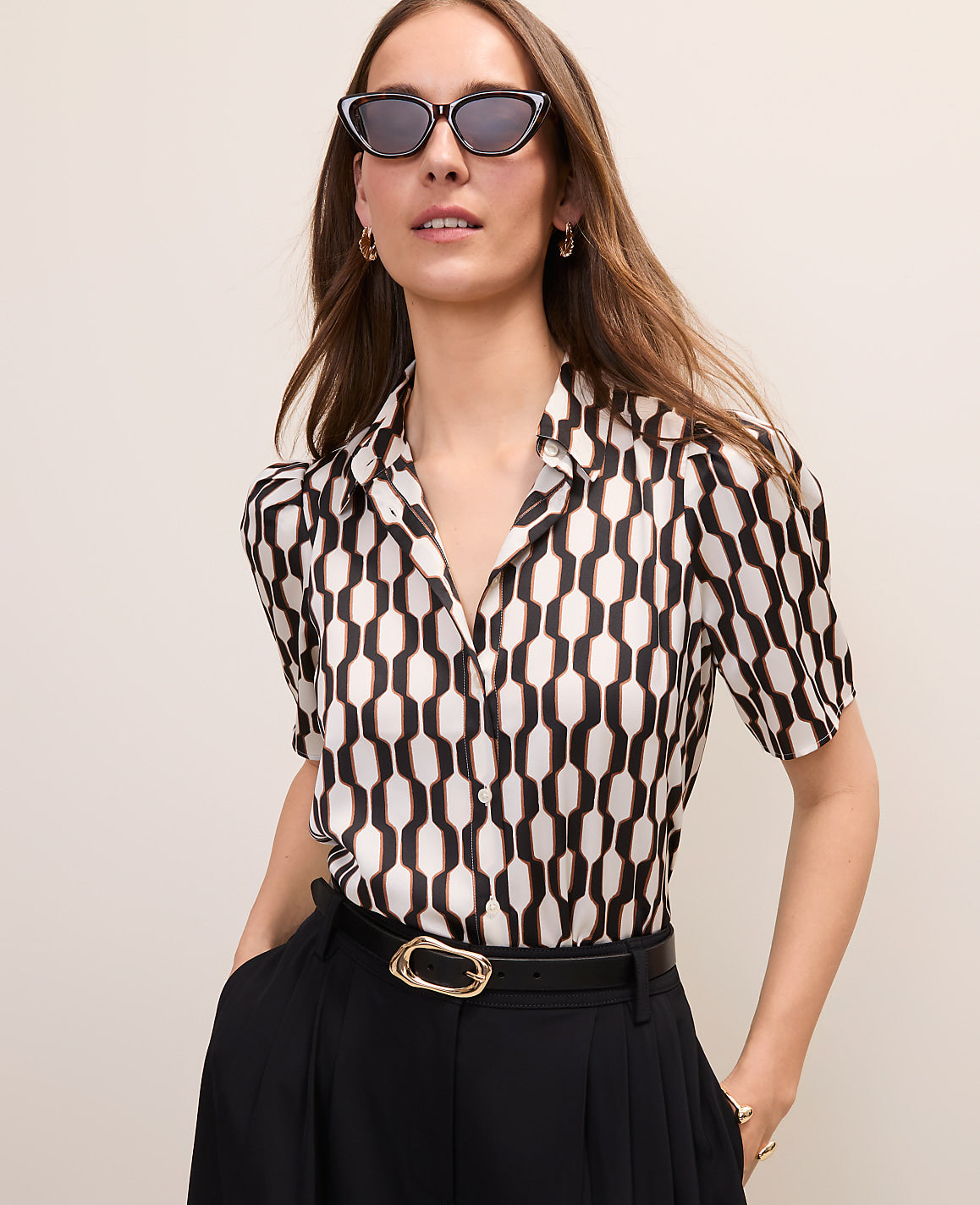 Geo Button Down Shirt | Ann Taylor