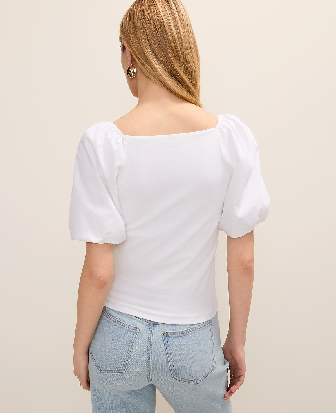 Mixed Media Puff Sleeve Top | Ann Taylor