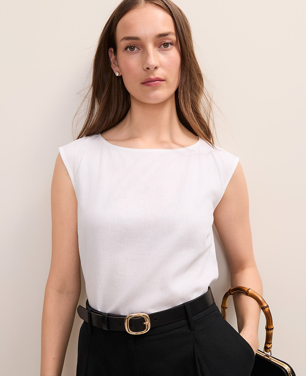 Boatneck Top in Linen Blend | Ann Taylor