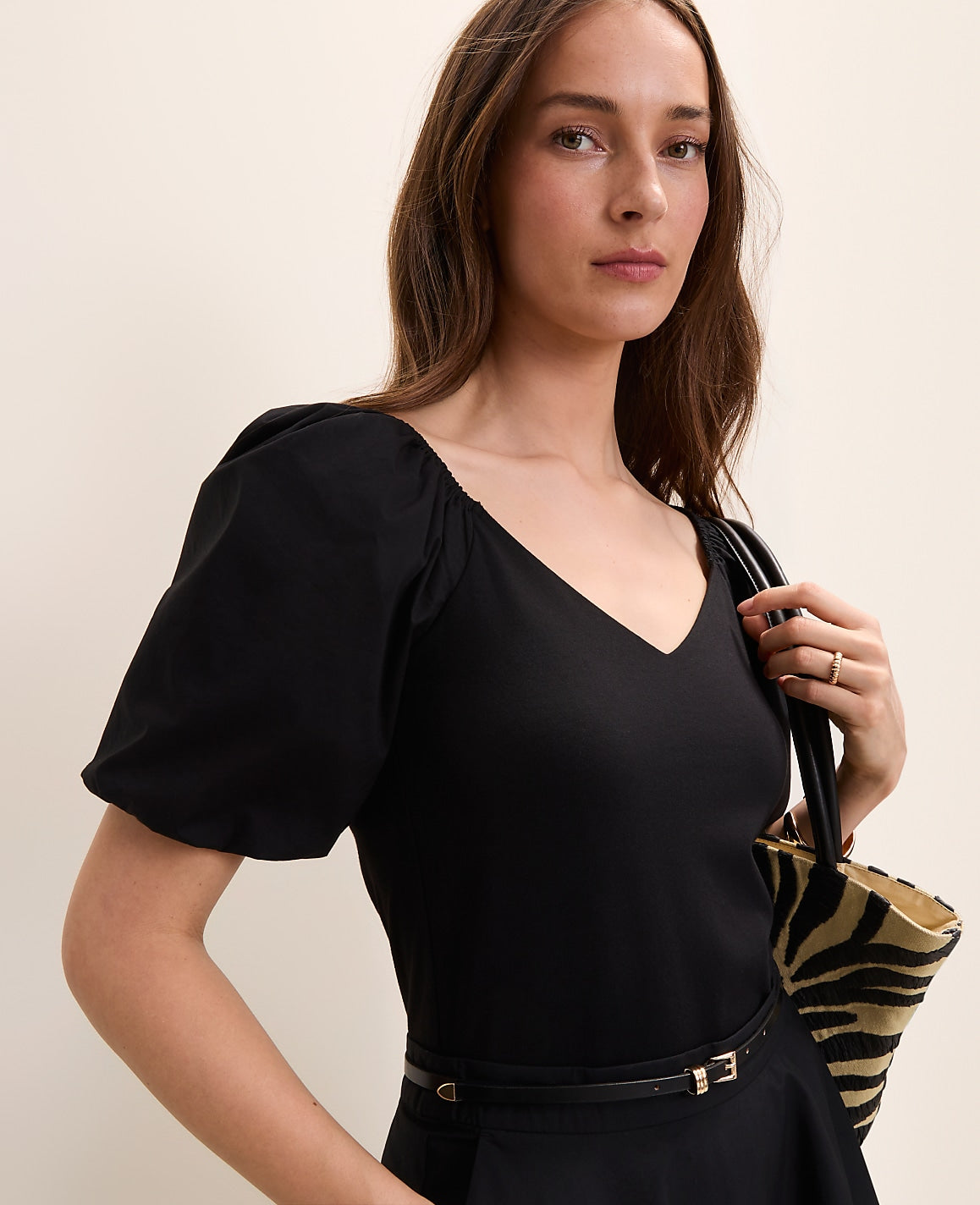 Mixed Media Puff Sleeve Top | Ann Taylor