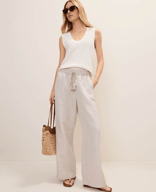 Weekend Easy Fit Wide-Leg Pant in Linen Blend | Ann Taylor